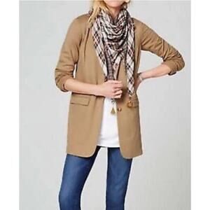 J. Jill Ponte Knit Blazer Camel Medium Stretch Classic Fall Layering Academia